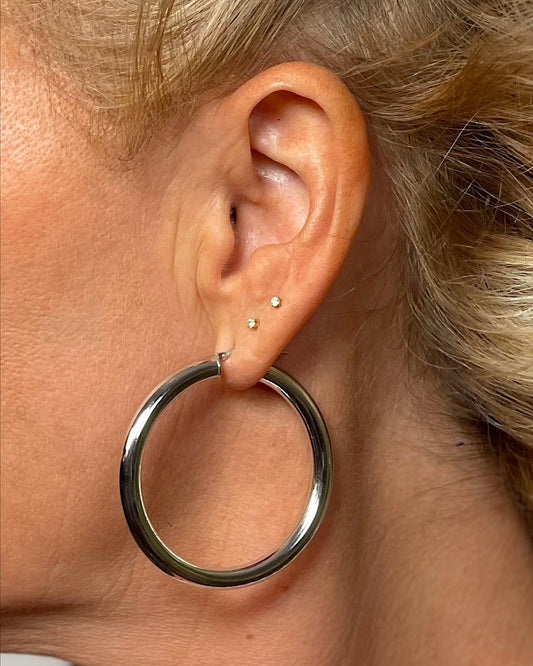 Créoles rondes en argent rhodié - Roxie