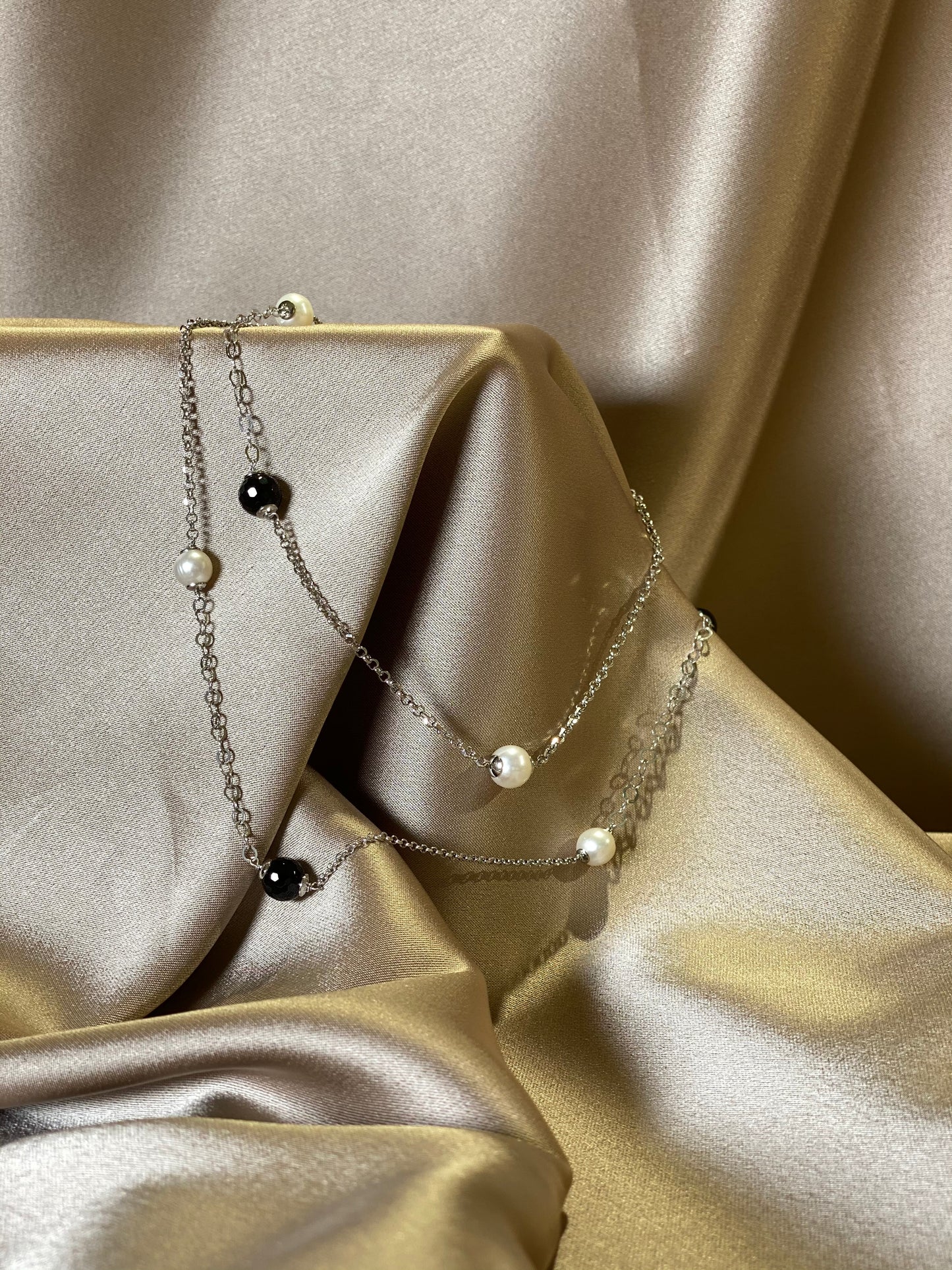 Sautoir avec perles de culture & quartz