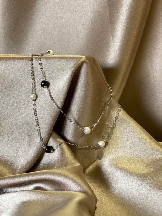 Sautoir avec perles de culture & quartz